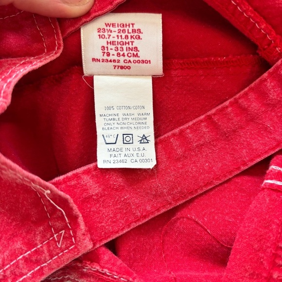 Buster Brown Vintage "Sporty Boy" Red Bib Overalls Size 18 month Made in U.S.A - Picture 8 of 11